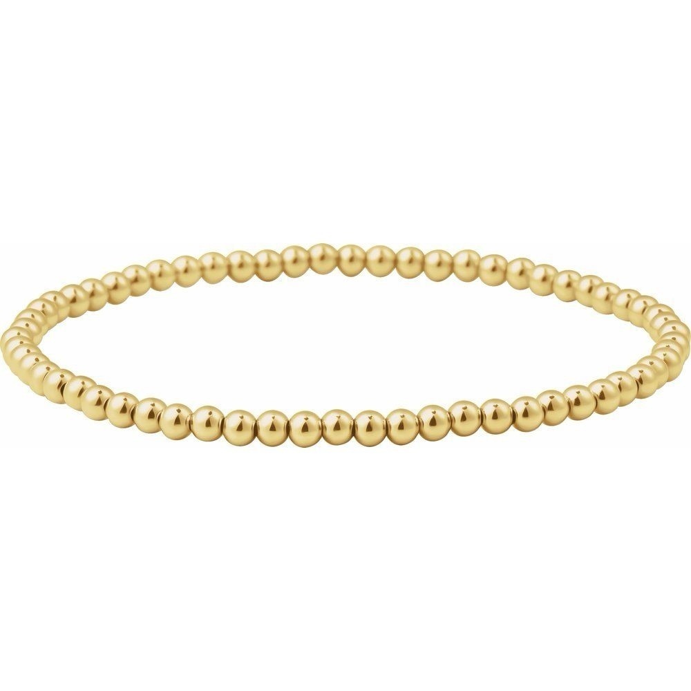 14K Yellow Gold-Filled 3 mm Elastic Bead 6 1/2" Bracelet - Picture 2 of 4